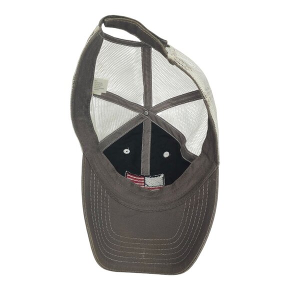 American Flag Patch Strapback Cap Curved Brim Mesh Trucker Baseball Hat Gray - Picture 5 of 14